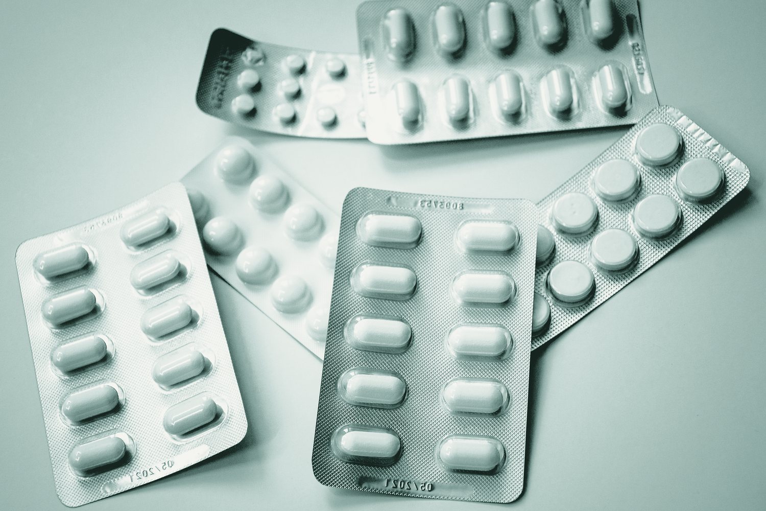 Blister packs of prescription tablets and capsules