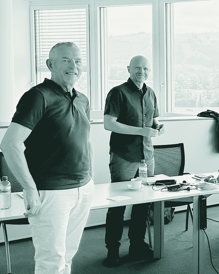 Anders Jungbeck and Petar Bast at an Omet Pharma working session, canton Zug, Switzerland